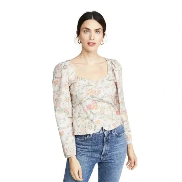 La Vie Tops - La Vie Rebecca Taylor Women’s Lidia Vine Top In Pebble  Size M